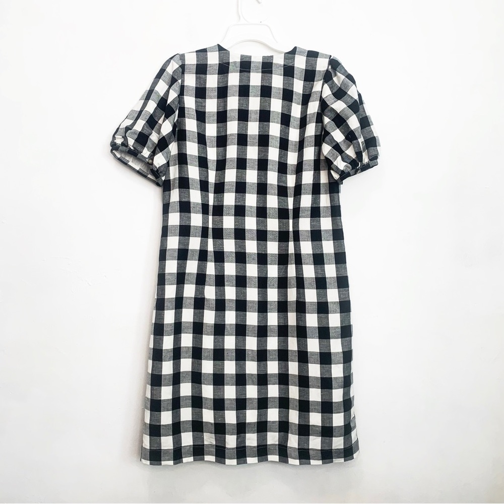Loft Gingham Button Down V-Neck Bubble Sleeve Lin… - image 4